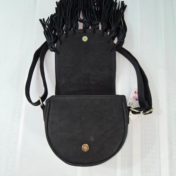 Claire's Young Girls Black Suede Boho Crossbody Purse with Fringe - NWT - Picture 5 of 6